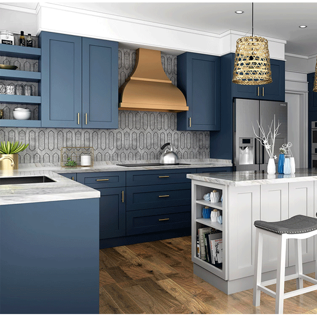 Blue kitchen cabinets