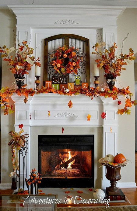 Re-invent fireplace with fall décor