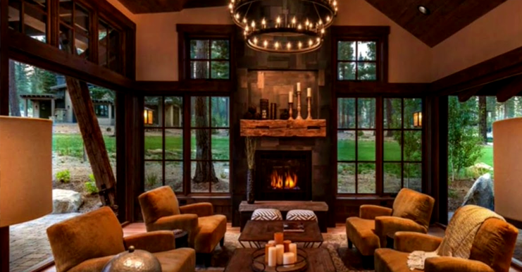 Cozy Log Cabin Living Room