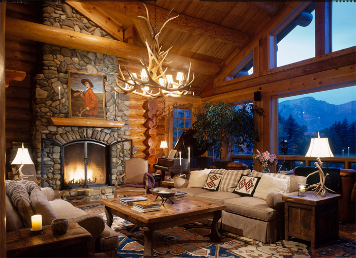 Cozy-log-cabin-living-room-