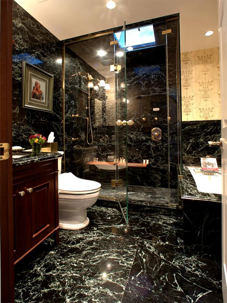 Black marble bathroom