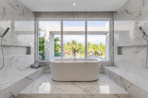 Wall-to-wall marble bathroom