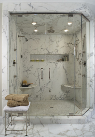 Marbled shower area